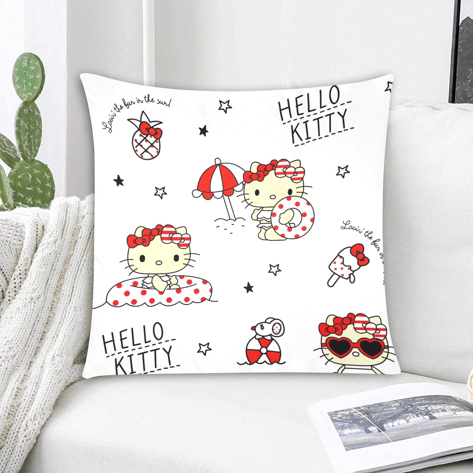 Hello Kitty Zippered Cushion Cover 20"x20" - The Cool Collective AU