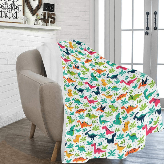 Colourful Dinosaurs Print Ultra-Soft Micro Fleece Blanket - The Cool Collective AU