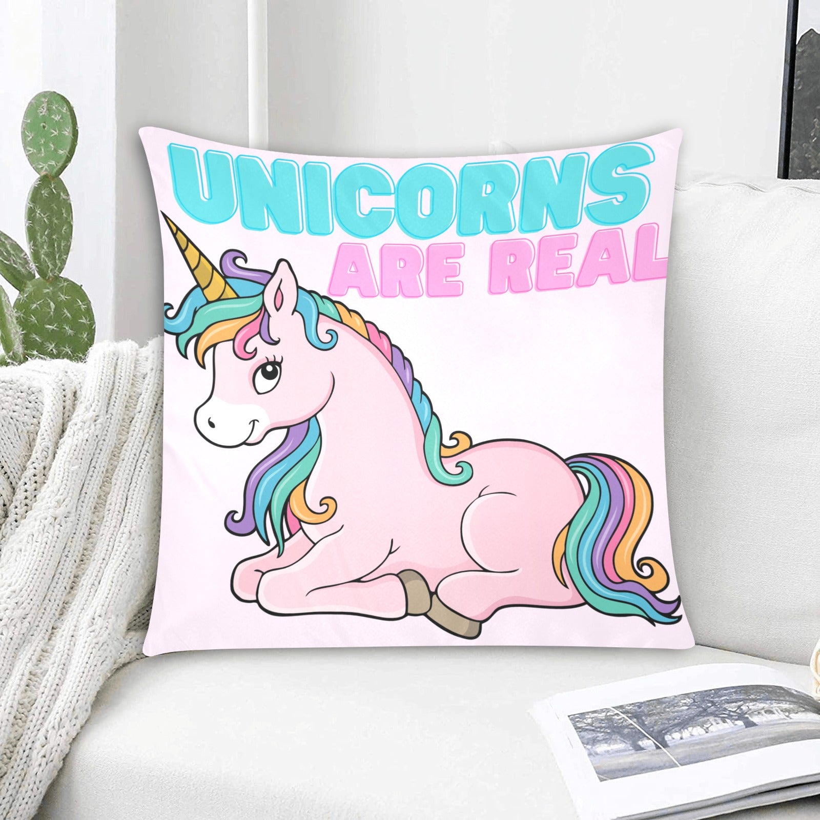 Unicorns Are Real Zippered Cushion Cover 20"x20" - The Cool Collective AU