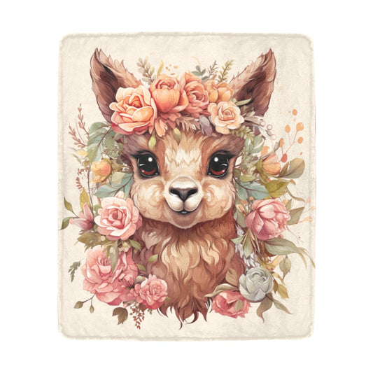 Llama Dreams Botanical Bliss: Artfully Illustrated with Enchanting Floral Halo - Ultra-Soft Micro Fleece Blanket - The Cool Collective AU