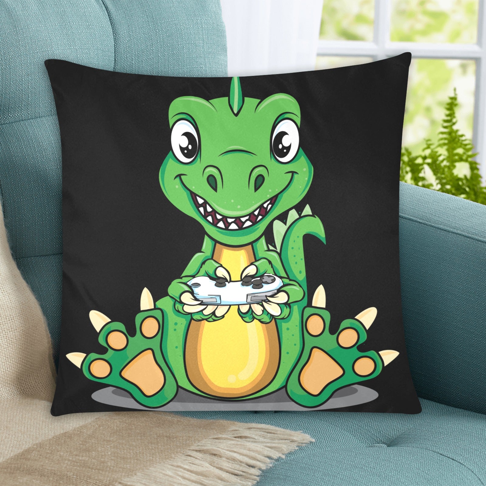 Dino Zippered Cushion Cover 20"x20" - The Cool Collective AU