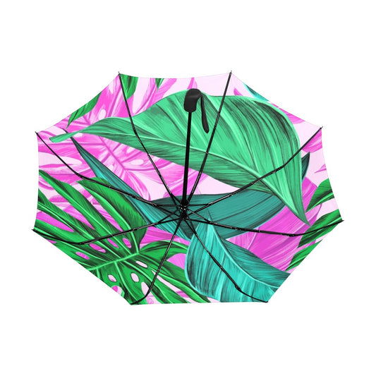 Tropical Leaves Anti-UV Auto-Foldable Umbrella - The Cool Collective AU