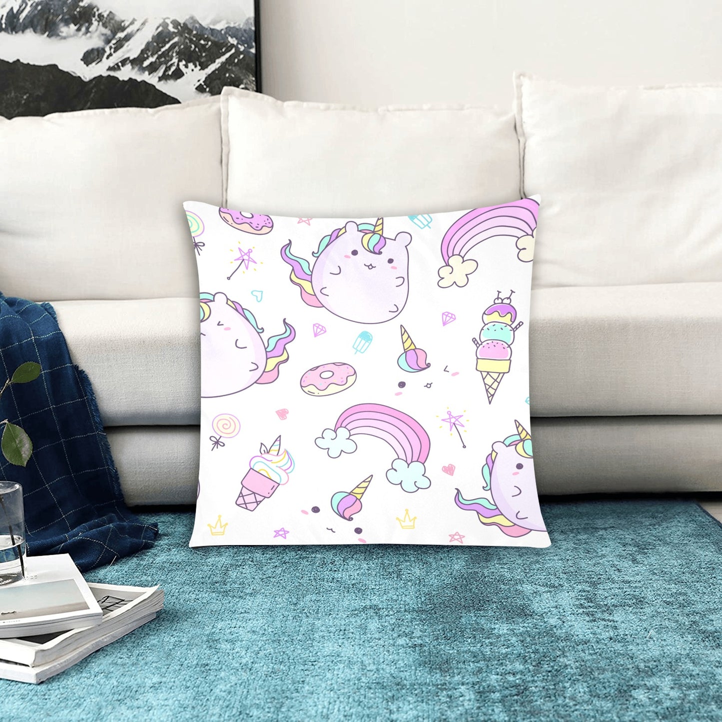 Donuts & Ice Cream Unicorn Zippered Cushion Cover 20"x20" - The Cool Collective AU