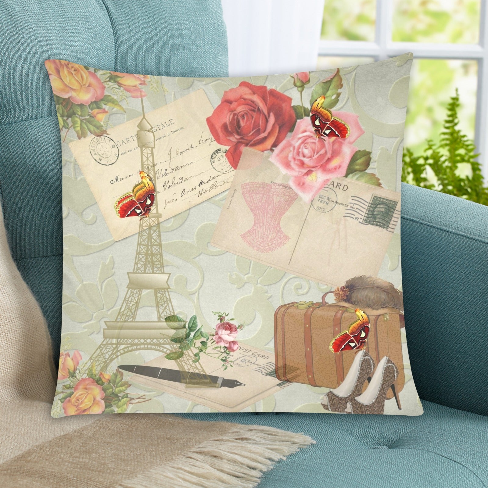 Victorian Vintage Zippered Cushion Cover 20"x20" - The Cool Collective AU
