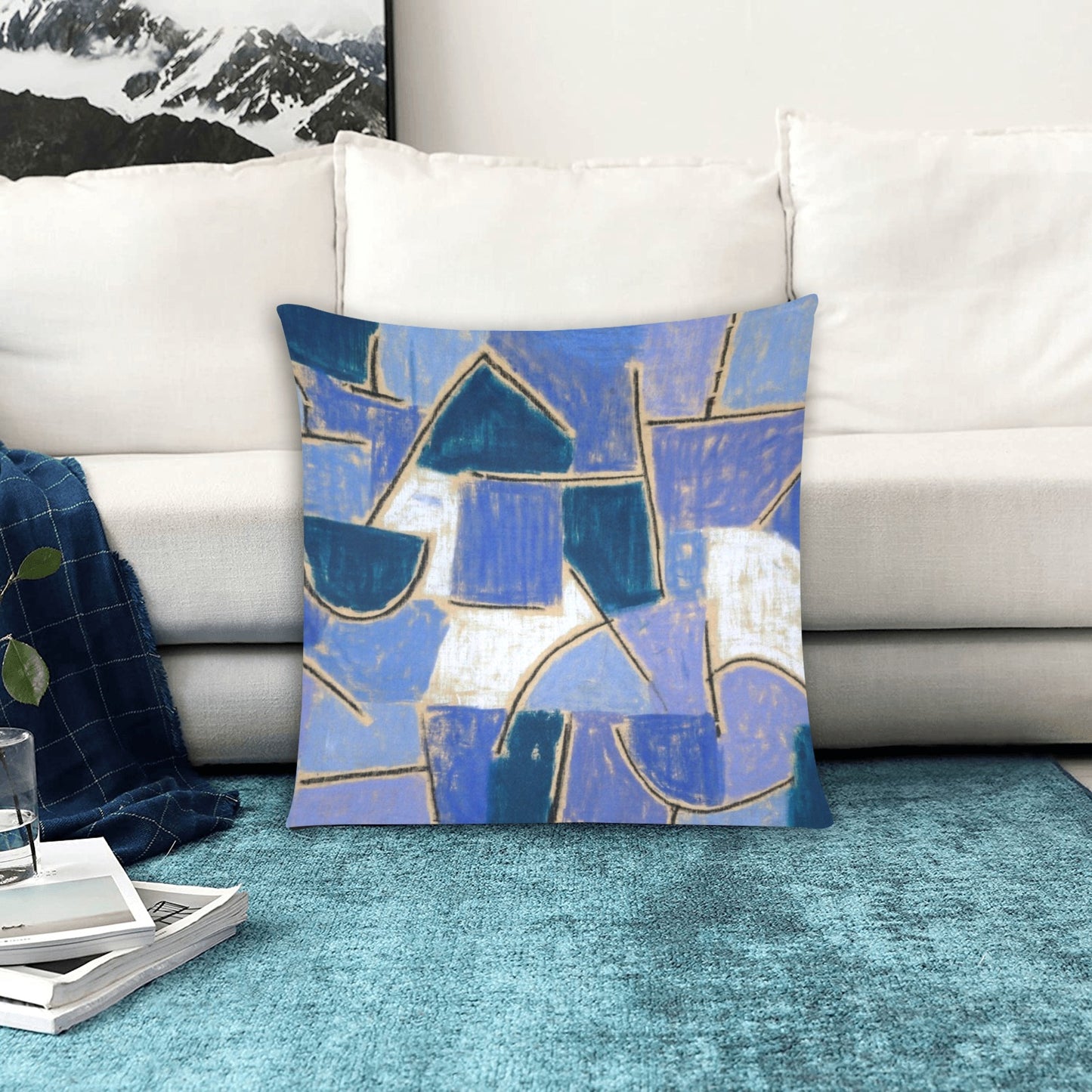 Shades of Blue Abstract Zippered Pillow Case 20"x20" - The Cool Collective AU
