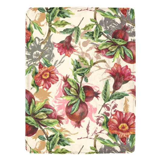 Pomegranate Floral Ultra-Soft Micro Fleece Blanket - The Cool Collective AU