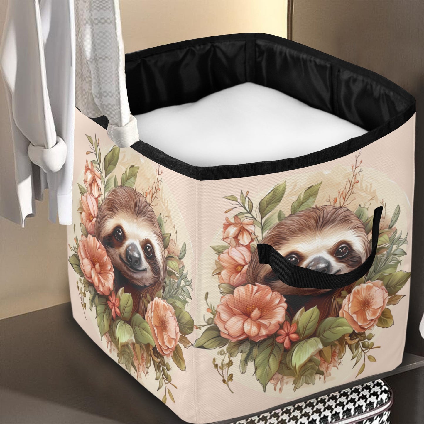 Botanical Bliss: Enchanted Sloth Illustration Where Serenity Meets Storage - Quilt Storage Bag - The Cool Collective AU