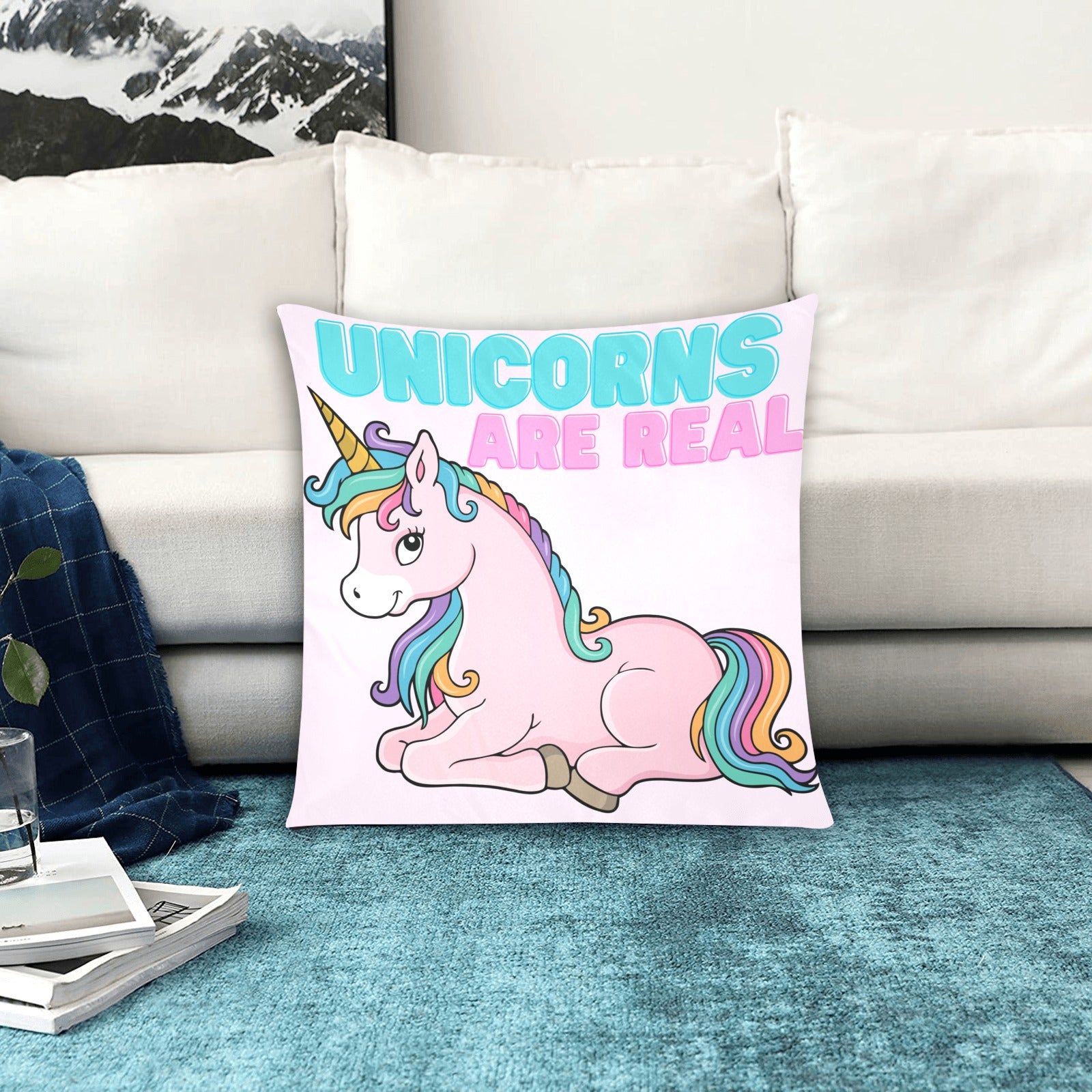 Unicorns Are Real Zippered Cushion Cover 20"x20" - The Cool Collective AU
