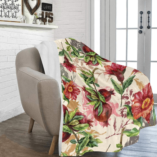 Pomegranate Floral Ultra-Soft Micro Fleece Blanket - The Cool Collective AU