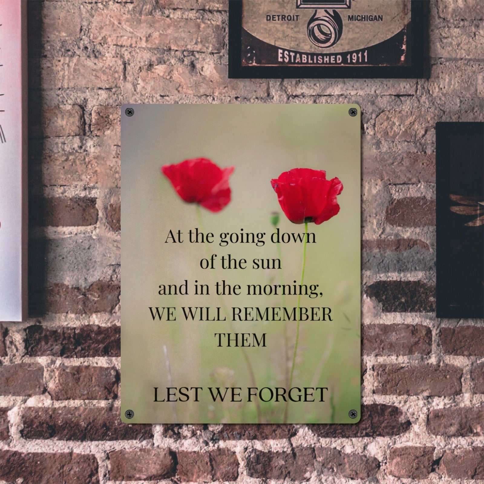 Lest We Forget Metal Tin Sign 12"x16" - The Cool Collective AU