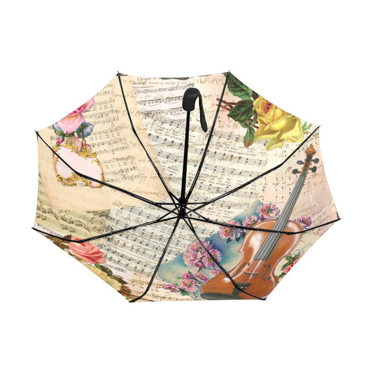 Vintage Music Anti-UV Auto-Foldable Umbrella - The Cool Collective AU
