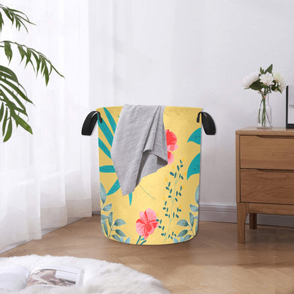 Floral Mustard Laundry Basket Laundry Bag - The Cool Collective AU