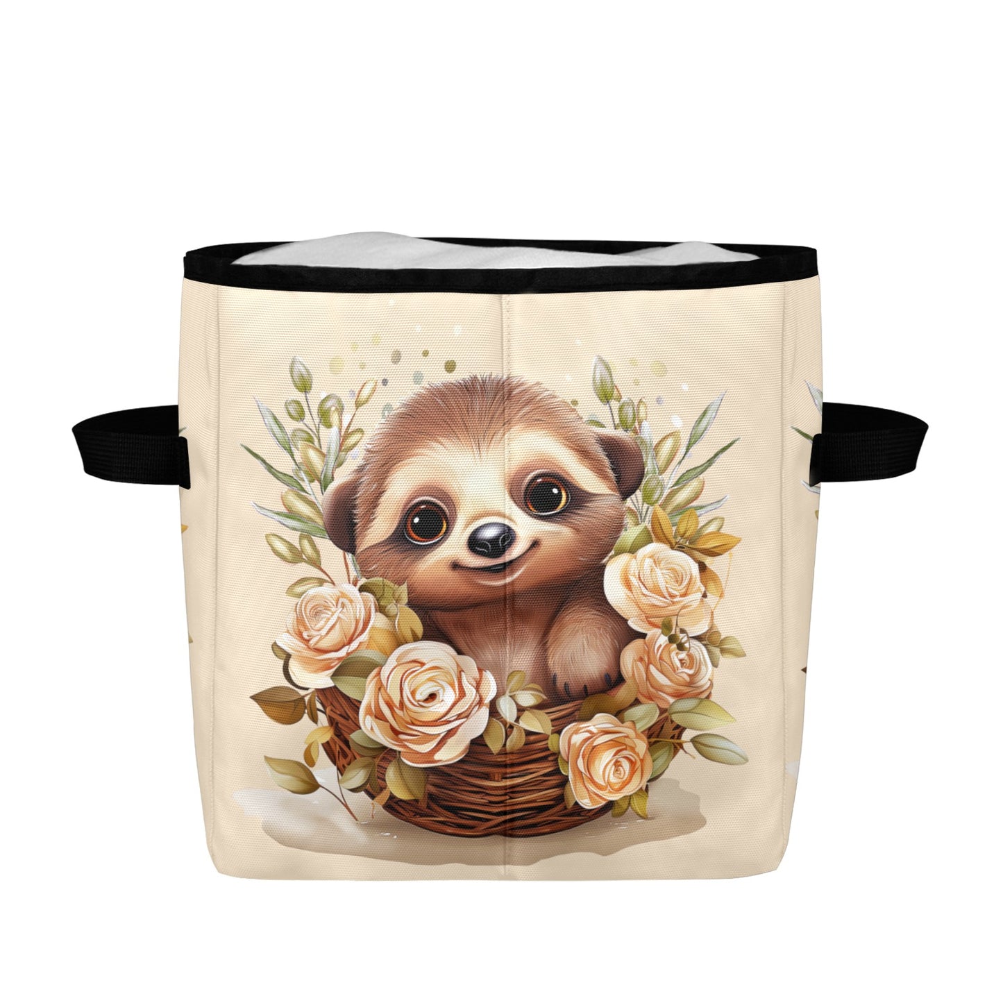 Tranquil Flora Haven: Enchanting Sloth Illustration Amidst Lush Botanical Bloom - Quilt Storage Bag - The Cool Collective AU