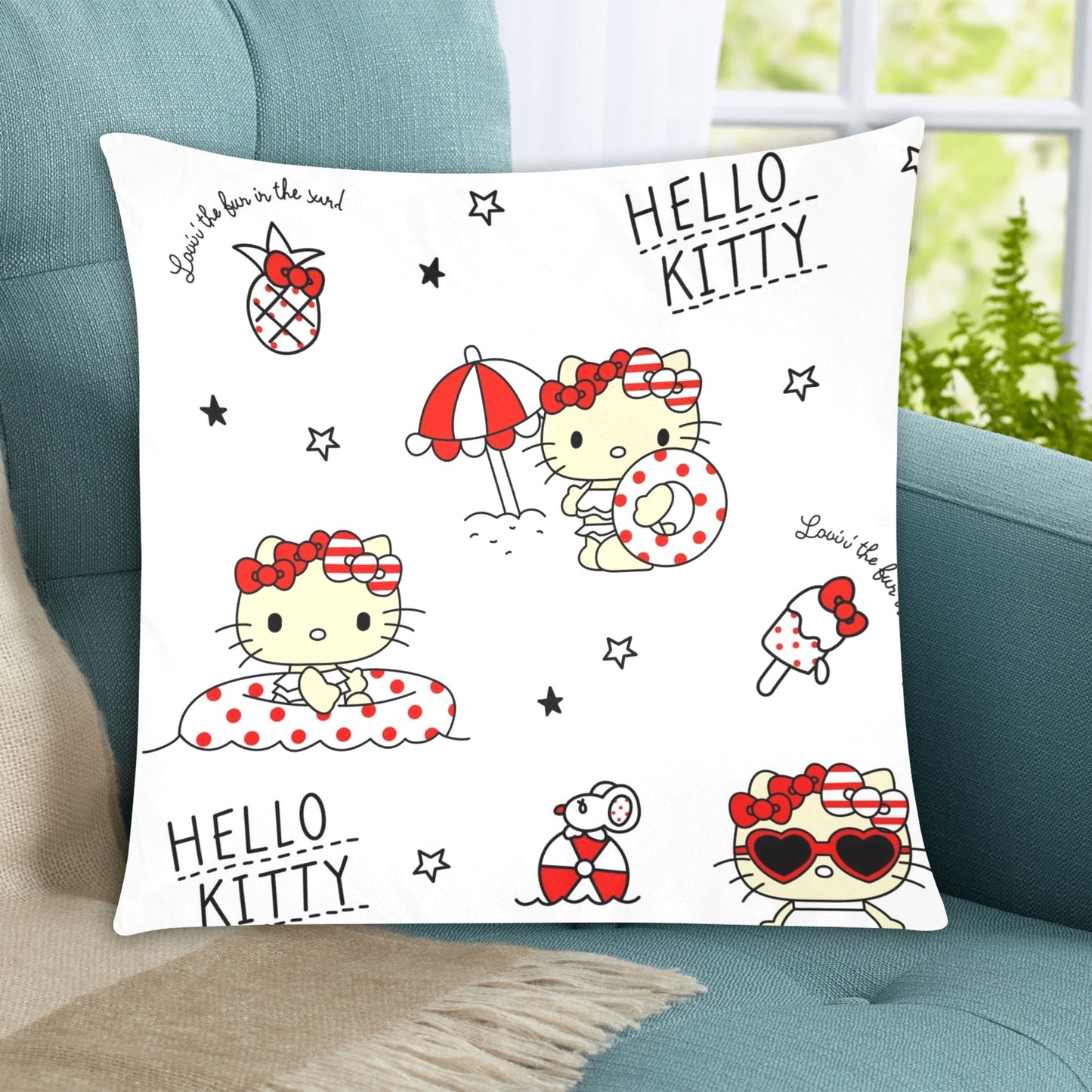 Hello Kitty Zippered Cushion Cover 20"x20" - The Cool Collective AU