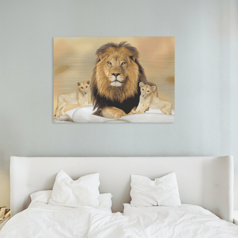 Lion & His Cubs Print - Aluminum & Wood Options - The Cool Collective AU