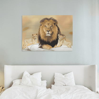 Lion & His Cubs Print - Aluminum & Wood Options - The Cool Collective AU