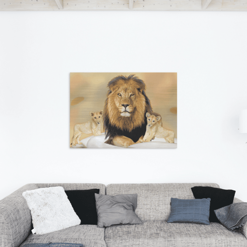 Lion & His Cubs Print - Aluminum & Wood Options - The Cool Collective AU