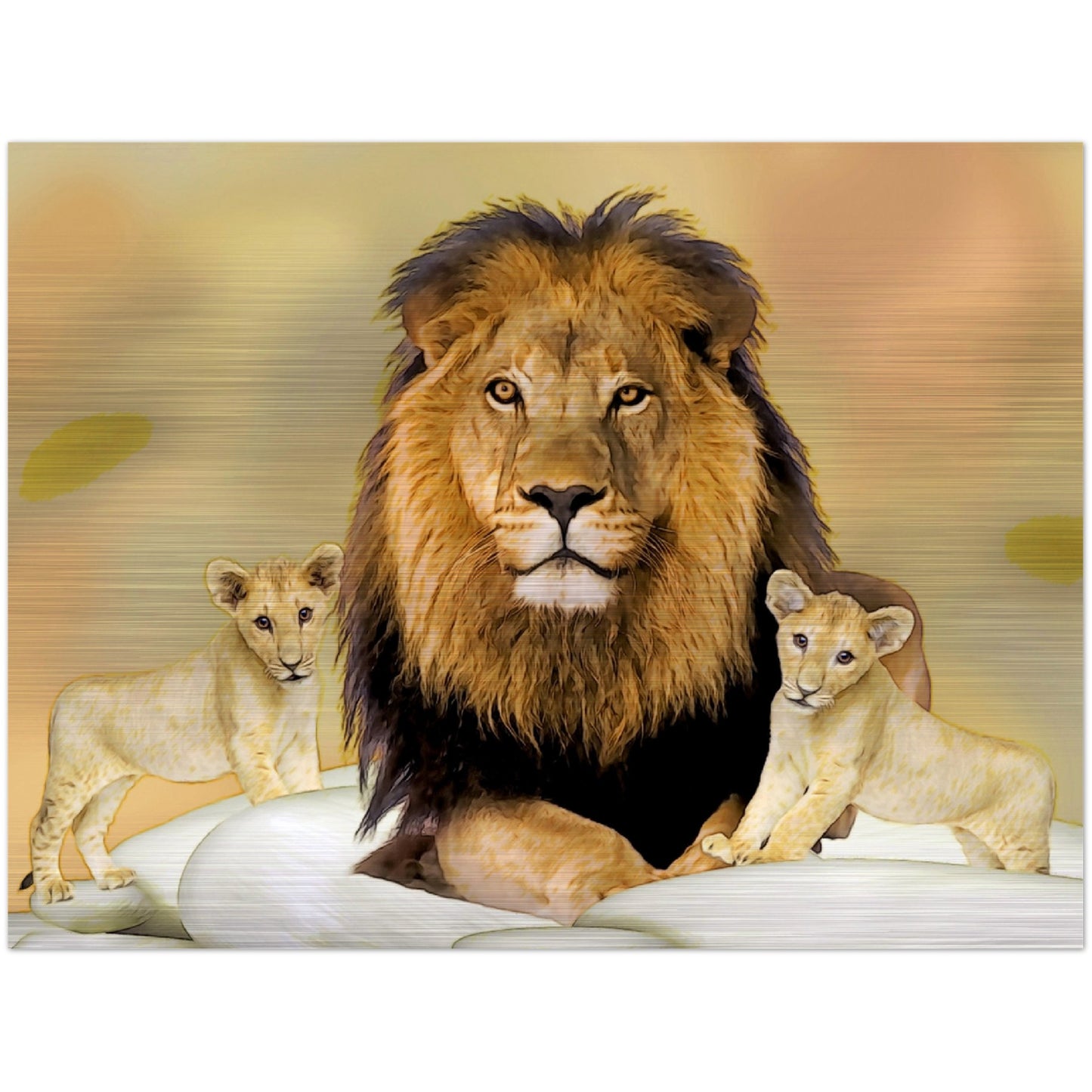 Lion & His Cubs Print - Aluminum & Wood Options - The Cool Collective AU